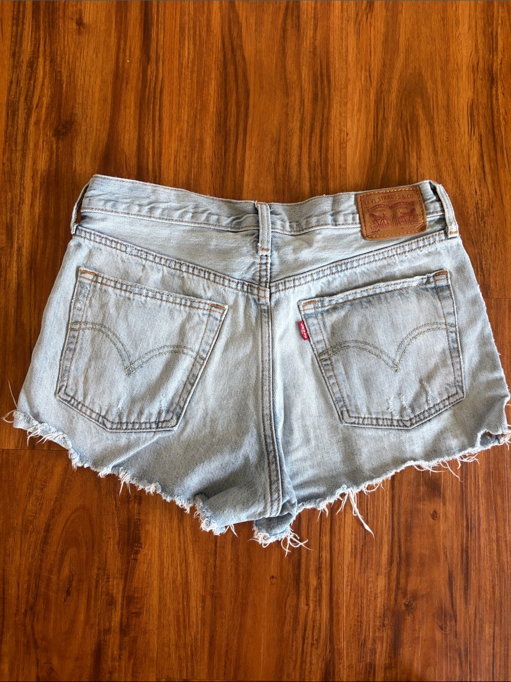 Levi's Light Blue Denim Cutoff Shorts with Frayed Hem